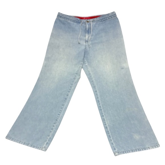 Anne Klein Women's Drawstring Jeans High Rise Wide Leg - Size XL, Light Blue - Picture 2 of 16